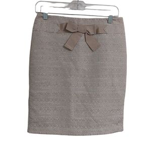 LOFT Tan Striped Pencil Skirt with Bow